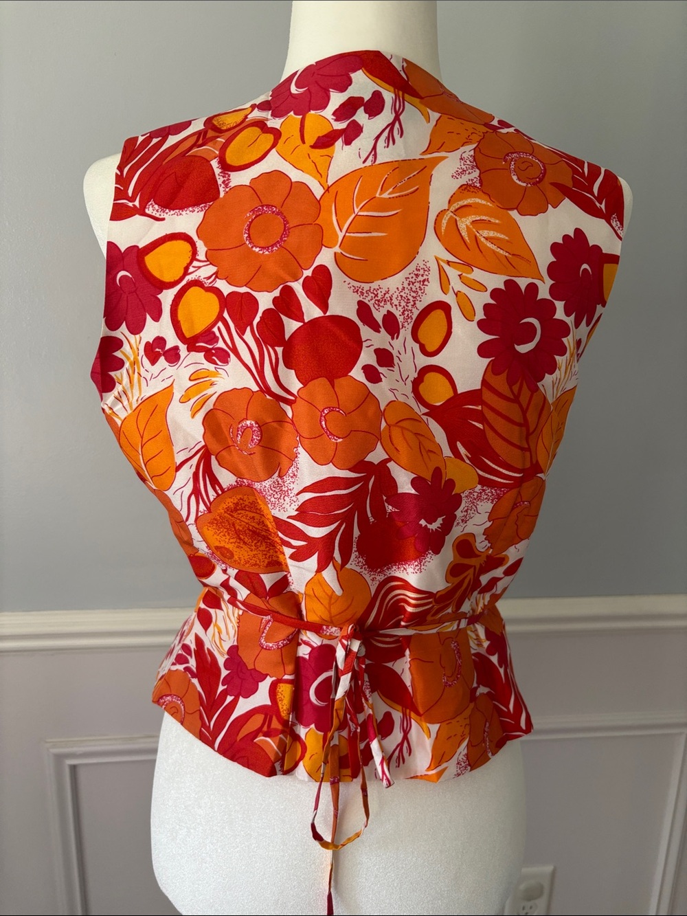 Vintage Bob Mackie Studio Top Sz 6 Wrap Top SILK Foral 60s Office Chic Retro Mod - Picture 5 of 10